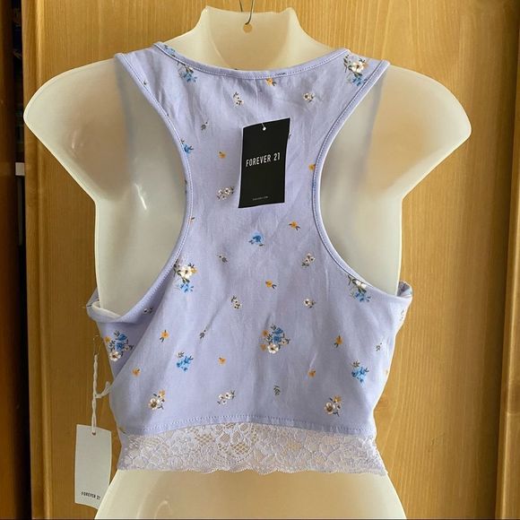 Forever 21 • Purple Floral Lace Trimmed Racerback Crop - Picture 11 of 11